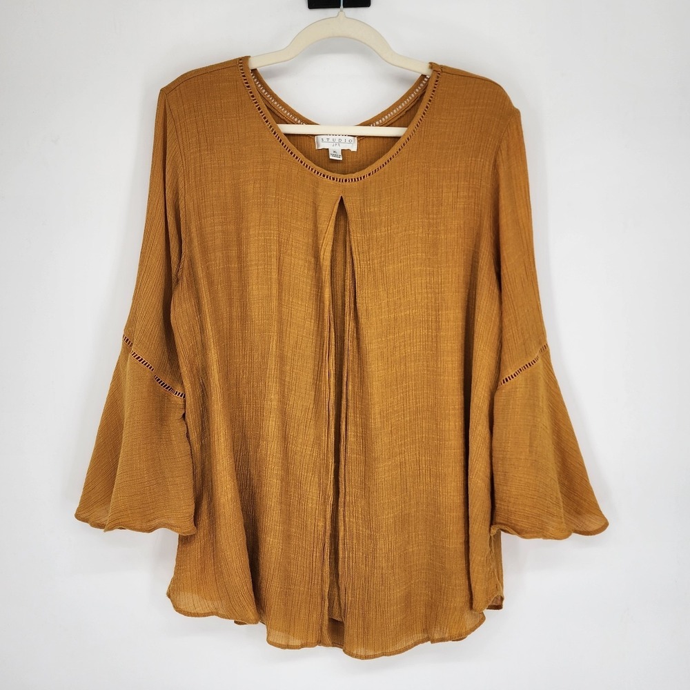 Womens Boho Gauzy Flowy Blouse XL Cottagecore Beachy Resort Festival Hippie Chic